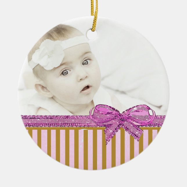 Dieses rosa und braune Foto dekorieren Keramik Ornament (Vorne)