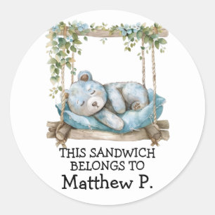 Dieses Sandwich gehört zu - Blue Teddy Bear Runder Aufkleber