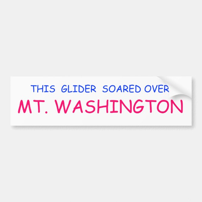 "DIESES SEGELFLUGZEUG STIEG ÜBER M.Ü. WASHINGTON " AUTOAUFKLEBER (Vorne)