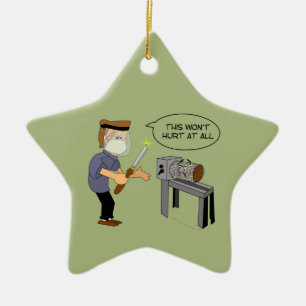 Dieses verletzt nicht lustigen Woodturning Cartoon Keramikornament