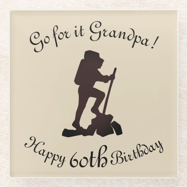 Dieses Wanderglücks zum 60. Geburtstag Großvater Glasuntersetzer (Vorderseite)