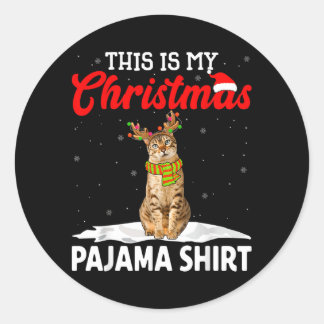 Dieses Weihnachts-Pyjama-Shirt Bengal Katze Männer Runder Aufkleber