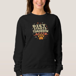 Diet startet morgen - Retro Playful Paw Print Sweatshirt