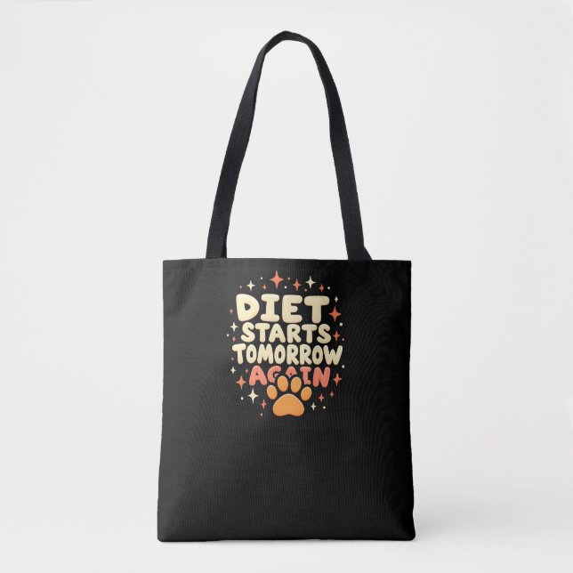 Diet startet morgen - Retro Playful Paw Print Tasche (Vorderseite)