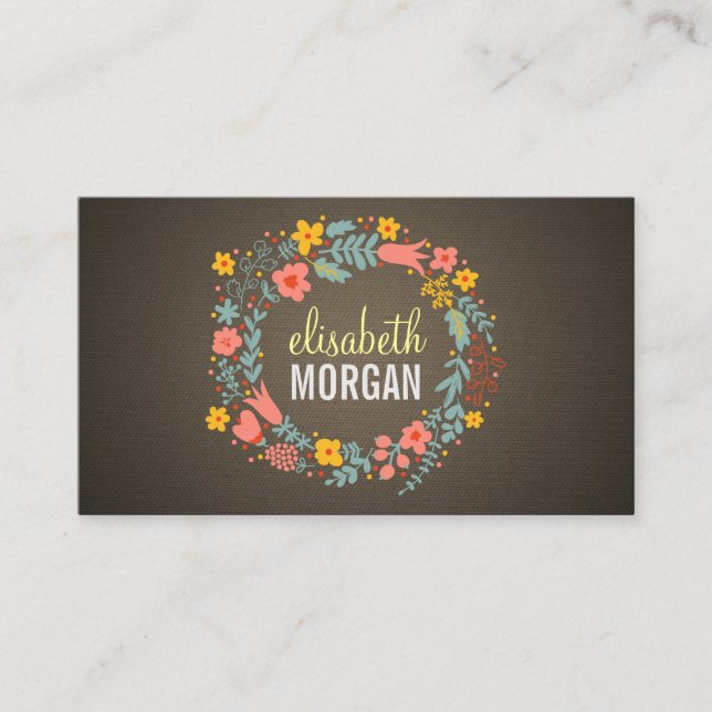 Dietitian Nutritionist - Burlap Floral Wreath Visitenkarte (Vorderseite)