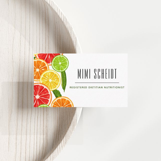 Dietitian Nutritionist Colorful Citrus Frische Frü Visitenkarte (Von Creator hochgeladen)