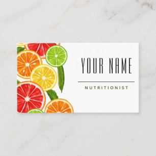 Dietitian Nutritionist Colorful Citrus Frische Frü Visitenkarte