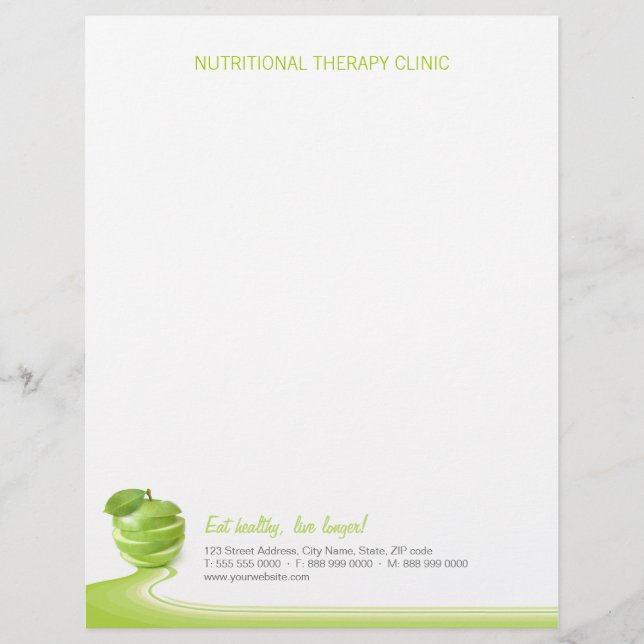 Dietitian Nutritionist Healthy Eating letterhead Briefbogen (Vorderseite)