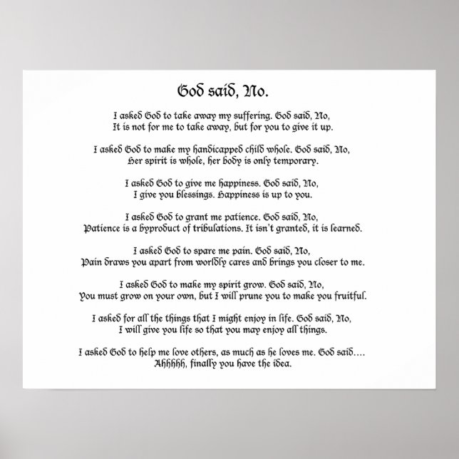 Dieu a dit non : Poster (Devant)