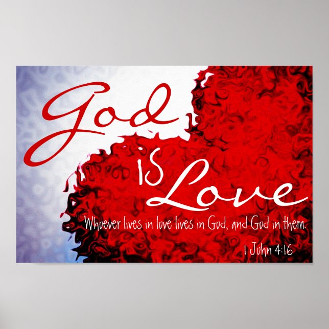 Dieu est amour Bible Verse 1 Jean 4:16 Poster (Devant)