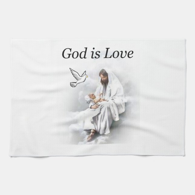 Dieu est Amour, Jésus serviette de cuisine (Horizontal)
