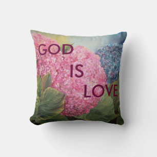 DIEU EST AMOUREUX coussin Hydrangea