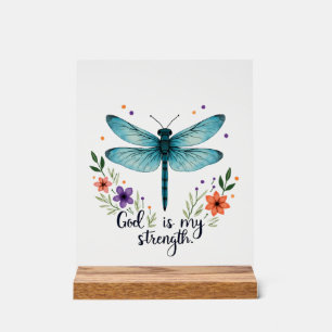 Dieu est ma force Floral Libellule Christian T-Sh