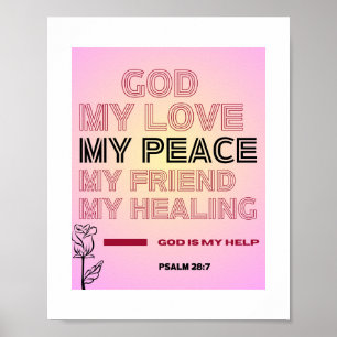 Dieu, Mon Amour & Paix – Affiche Psaume 28:7