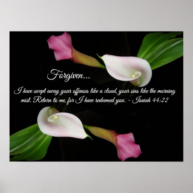 Dieux Aimer Pardonné Calla Lily Fleurs Poster (Devant)