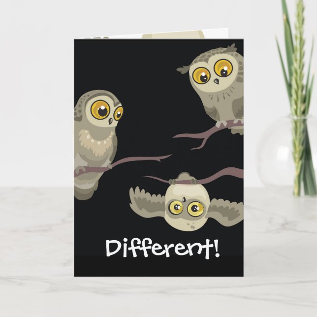Différent ! Carte de voeux Upside Down Owl (Devant)