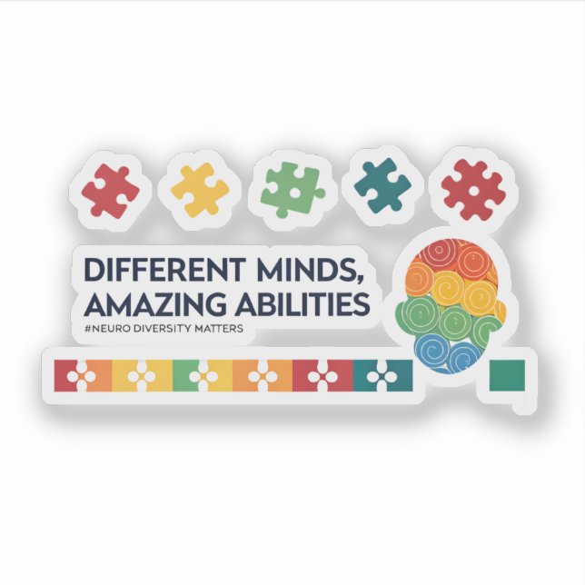 Different Minds Amazing Abilities Awareness Art Aufkleber (Vorderseite)
