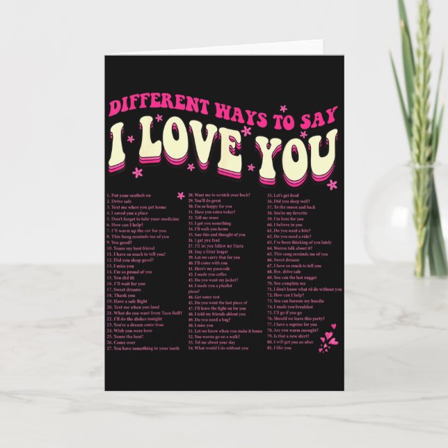 Different Ways To Say-i Love You Retro Hippie Vale Karte (Vorderseite)