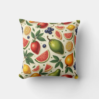 Différents coussins motifs aux fruits