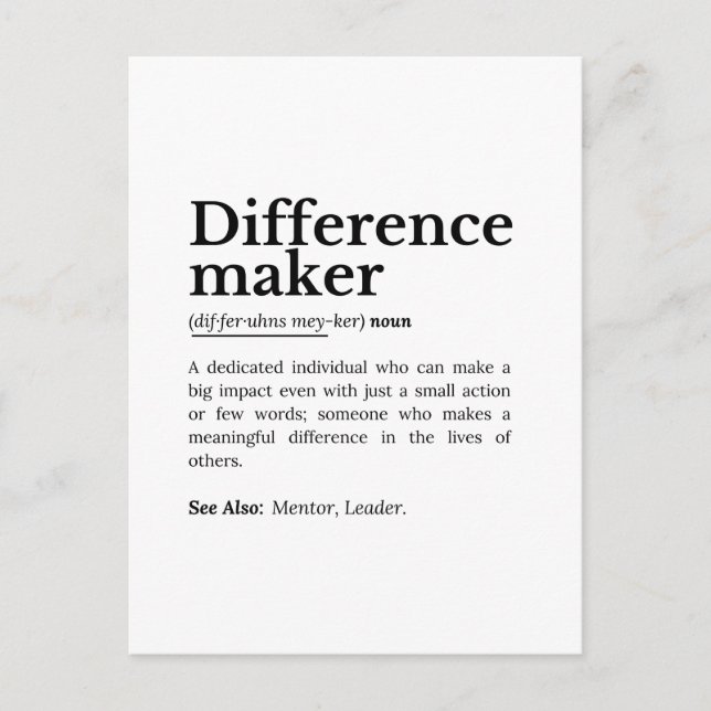 Differenzmacher - inspirierendes Zitat Postkarte (Vorderseite)