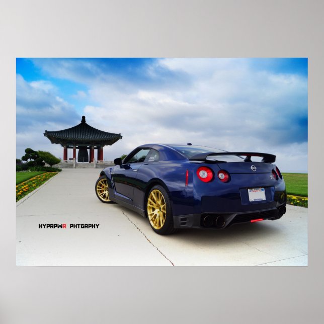 "Diffuse" Nissan GT-R R35 Gefühl Dodger Blue Poster (Vorne)