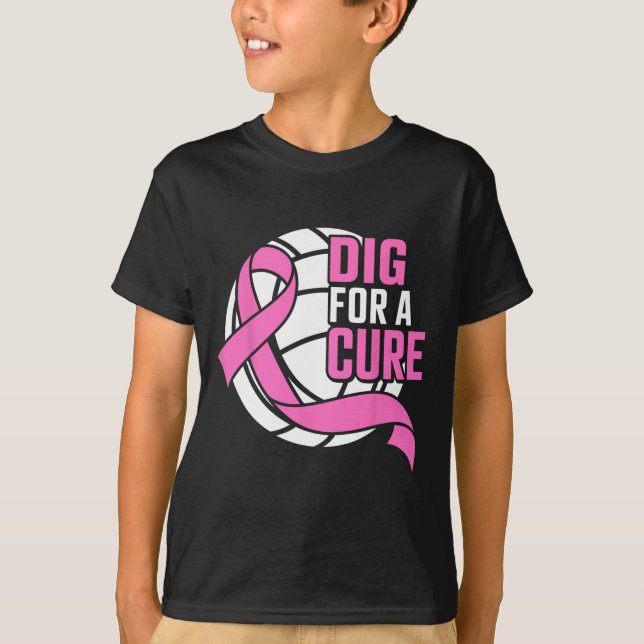 Dig for a cuure Brustkrebs Awareness Volleyball T-Shirt (Vorderseite)