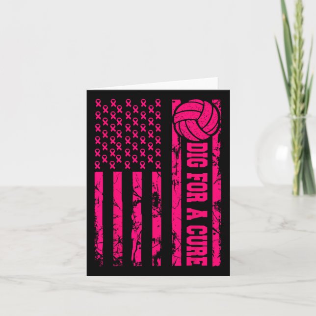 Dig for a cuure Brustkrebs Volleybyll Pink Ameri Karte (Vorderseite)