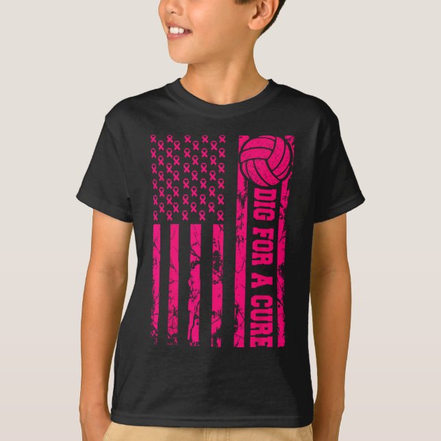 Dig for a cuure Brustkrebs Volleybyll Pink Ameri T-Shirt (Vorderseite)