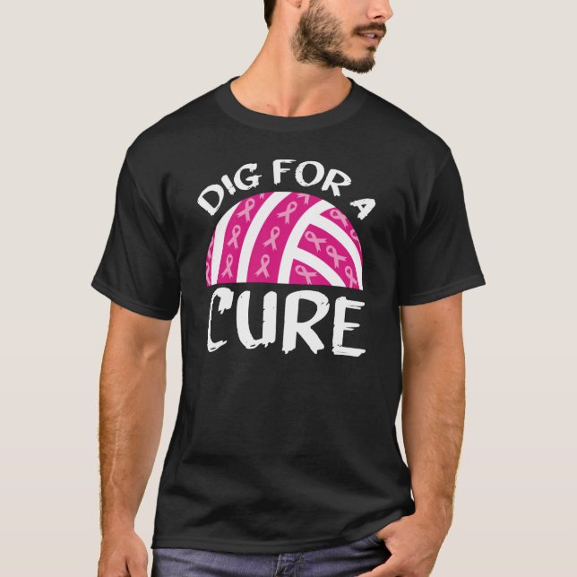 Dig for a cuure Volleyball Oktober Brustkrebs Aw T-Shirt (Vorderseite)