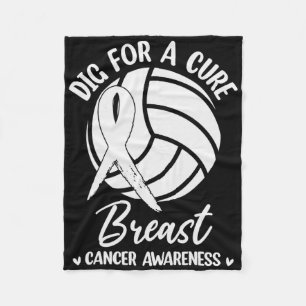 Dig for cuure Ribbon Volleyball Breast Cancer Awar Fleecedecke