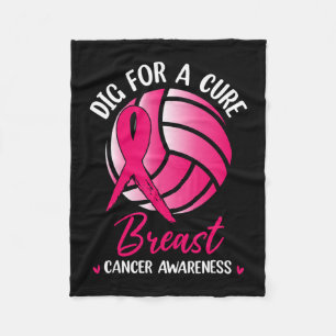 Dig for cuure Ribbon Volleyball Breast Cancer Awar Fleecedecke
