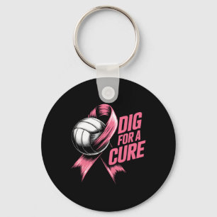 Dig for cuure Ribbon Volleyball Breast Cancer Awar Schlüsselanhänger