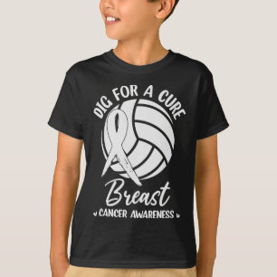 Dig for cuure Ribbon Volleyball Breast Cancer Awar T-Shirt