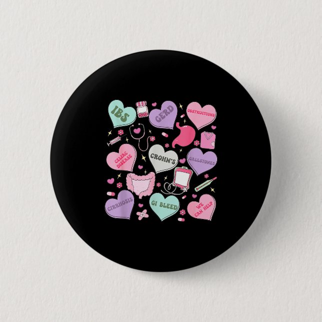 Digestive Divas Gastroenterology Nurse Valentine E Button (Vorderseite)