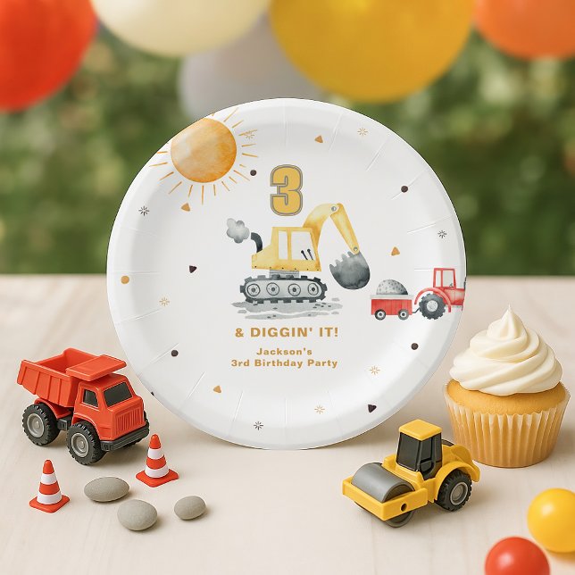 Diggin’ It Yellow Construction Brithday Party Pappteller (Von Creator hochgeladen)