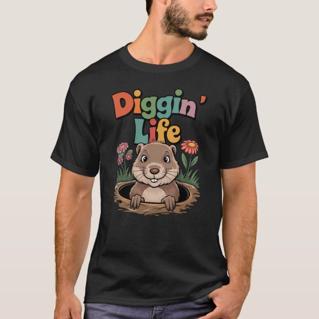 Diggin’ Life Funny Gopher T-Shirt (Vorderseite)