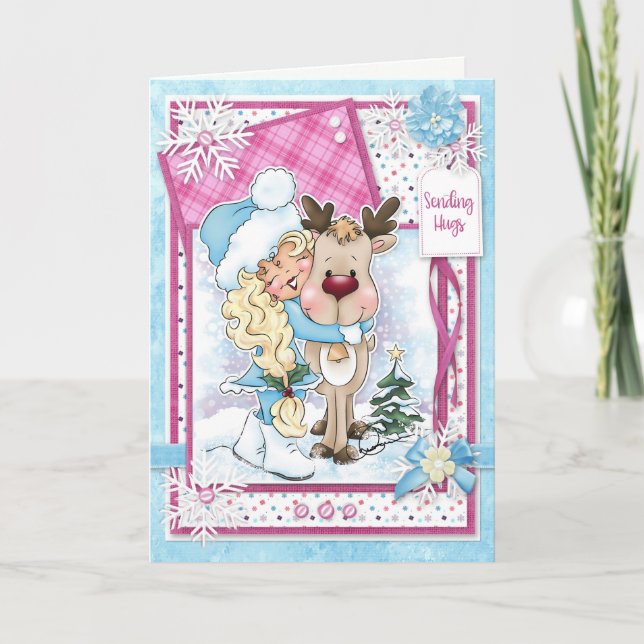 Digi Doodles envoyant Reindeer Hugs Carte de voeux (Devant)