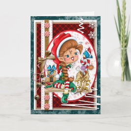Digi gribouille la carte de voeux d'Elf de Noël de