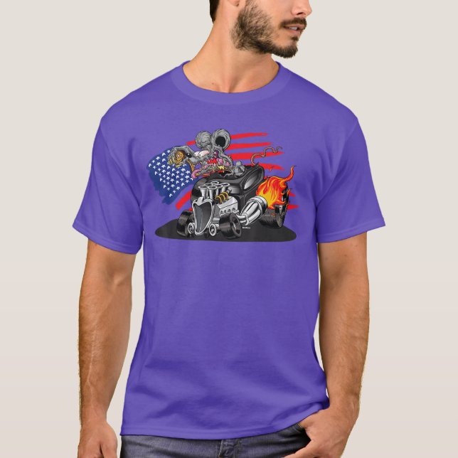 DigiRods Rat Rod Racer American Flaming Hot Rod Ca T-Shirt (Vorderseite)