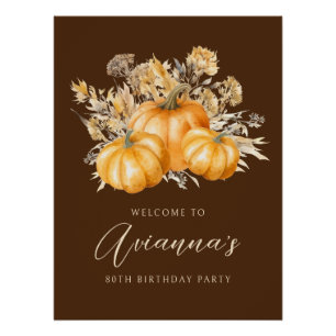 DIGITAL 80. Geburtstag Pumpkin Fall Willkommenszei Poster