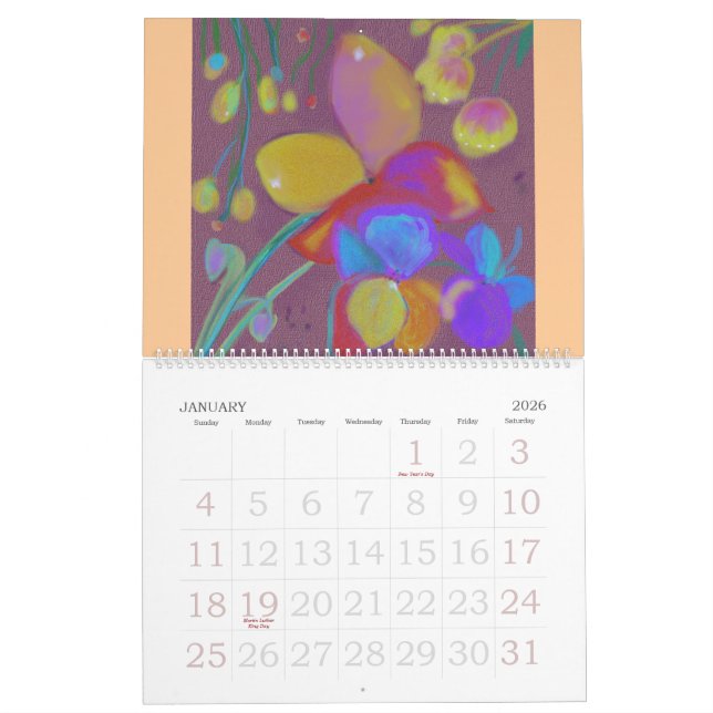 DIGITAL ABSTRAIT FLEURIT le calendrier (Jan 2026)