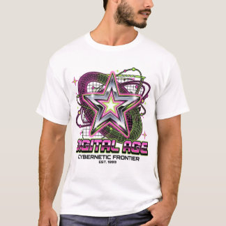 Digital Age Acid Neon Pink & Grün Vektorgrafik T-Shirt