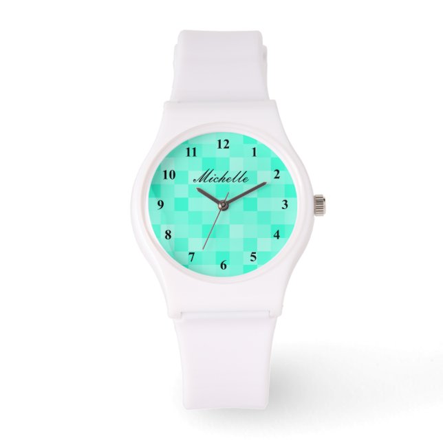 Digital aqua blue pixel pattern watch for women armbanduhr (Vorderseite)