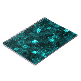 Digital Aqua Glimmer Tiles Notizblock