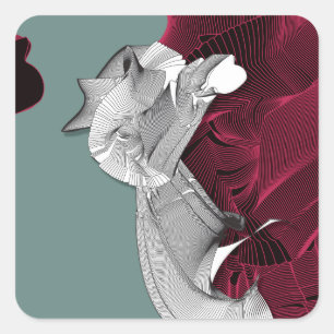 Digital Art Abbildung Quadratischer Aufkleber