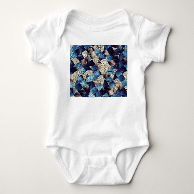 Digital Art Blue Abstrakt Squares Baby Strampler (Vorderseite)