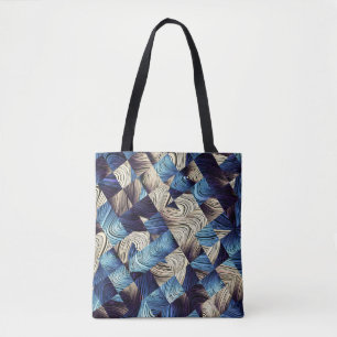 Digital Art Blue Abstrakt Squares Tasche