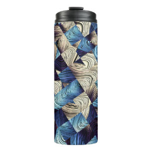 Digital Art Blue Abstrakt Squares Thermosbecher