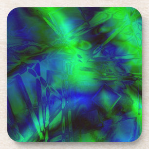 Digital Art Blue und Green Abstrakt Patches Untersetzer