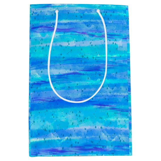 Digital Art Blue und Lila Waves Abstrakt Mittlere Geschenktüte (Vorderseite)